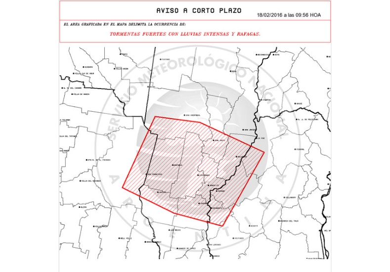 Alerta a corto plazo por tormentas fuertes para Santa Fe