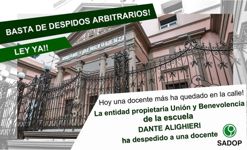 Denuncian que una docente fue despedida sin causa
