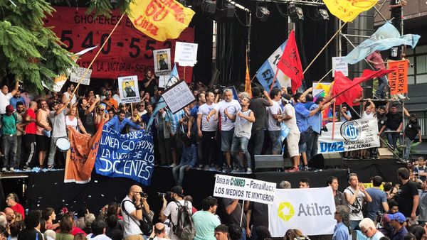 En medio de la movilización se robaron el drone de un canal de televisión