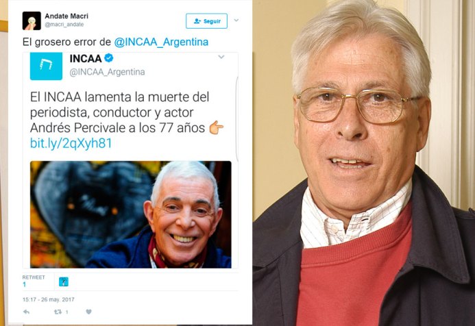 EL INCAA CONFUNDIÓ A ANDRÉS PERCIVALE CON ¡CARLOS PERCIAVALLE!