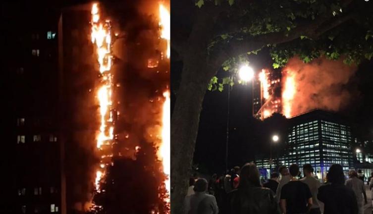 Devastador incendio en un edificio de Londres