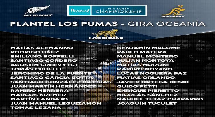 LOS PUMAS QUE ENFRENTARÁN A NUEVA ZELANDA Y AUSTRALIA 