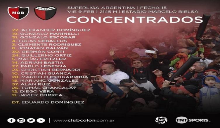 Los concentrados de Colón para jugar ante Newells