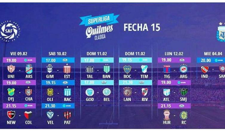 Con Independiente-San Lorenzo postergado, toda la programación de la fecha 15