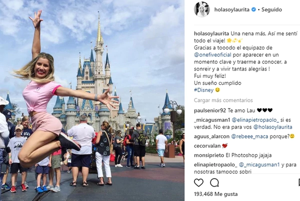 Laurita Fernández, feliz en Disney tras su separación de Fede Bal