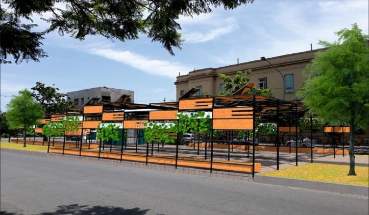 Reordenamiento del cantero frente al Hospital Cullen.