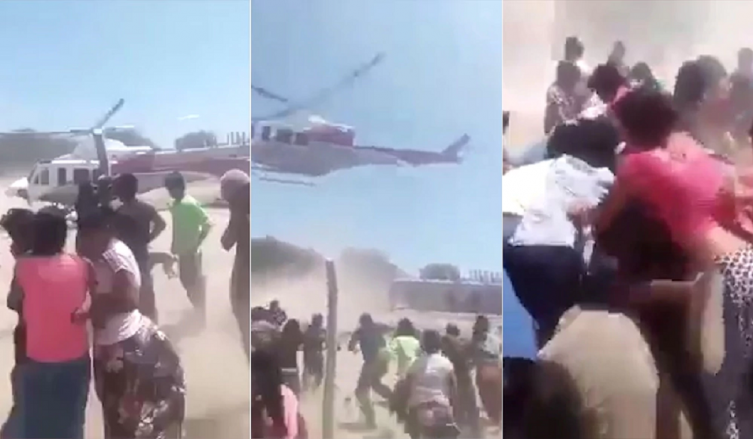 Desesperante momento en que un pueblo wichi aislado por las inundaciones recibe alimentos 