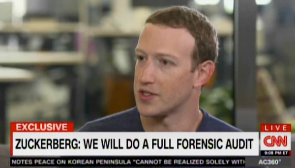 Mark Zuckerberg habló en CNN por el escándalo de Facebook