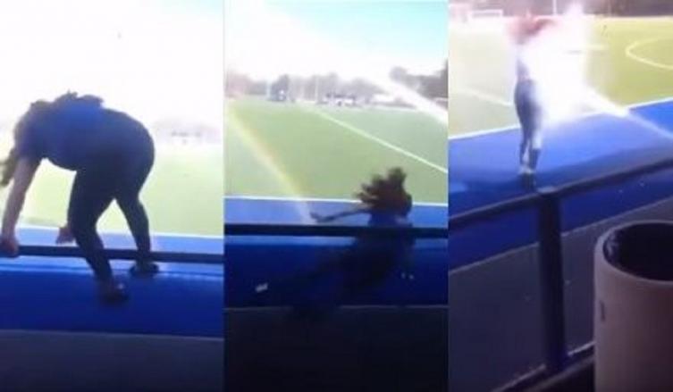 Video: tremendo blooper de una fan de Cristiano Ronaldo en una práctica