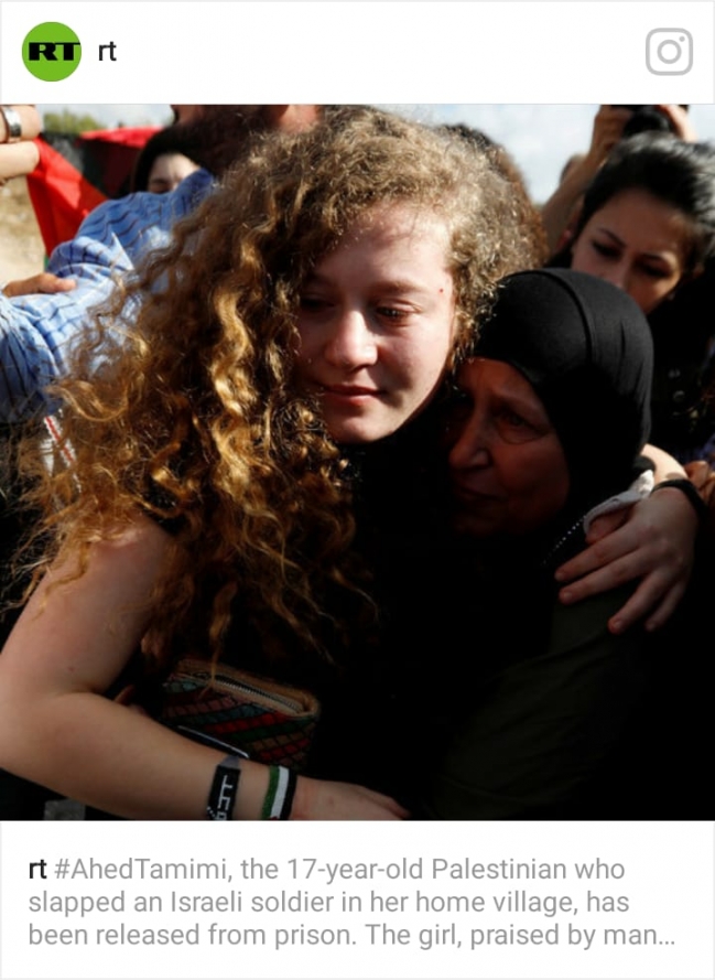 Tras 8 meses de cárcel, liberaron a la adolescente palestina que cacheteó a un militar