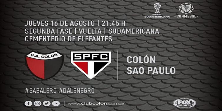 Colón-San Pablo, Copa Sudamericana: horario, TV y formaciones
