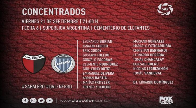Domínguez dio a conocer la lista de convocados para enfrentar a Godoy Cruz