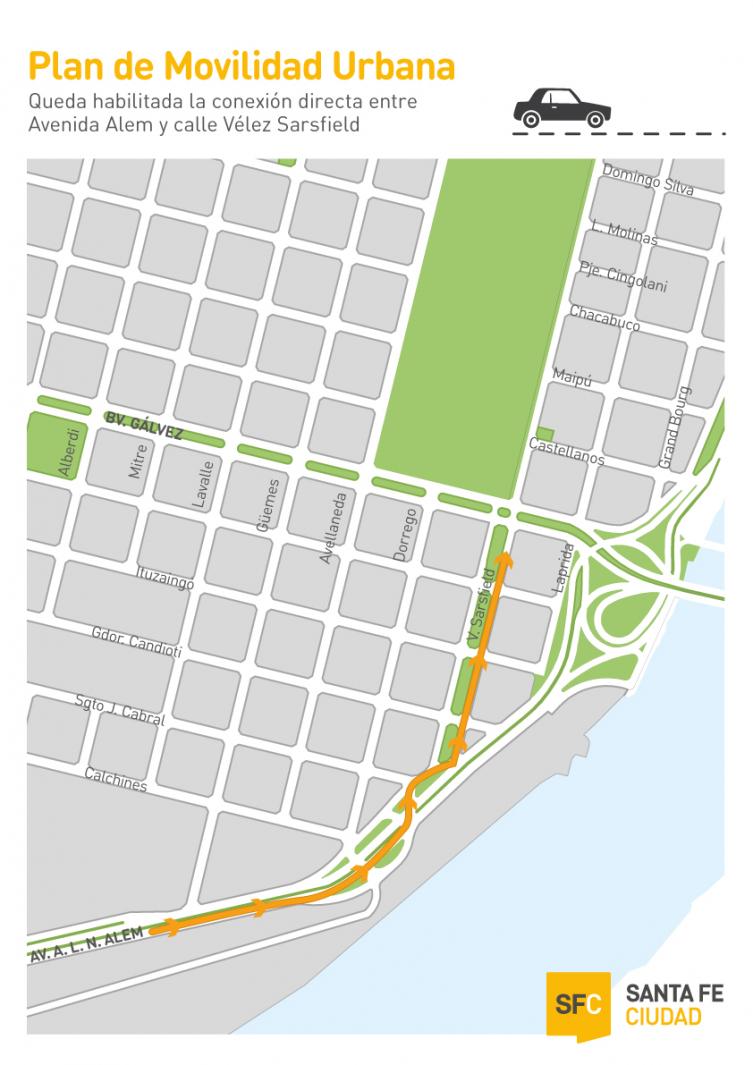 Se habilita la conexión de Av. Alem y Vélez Sarsfield