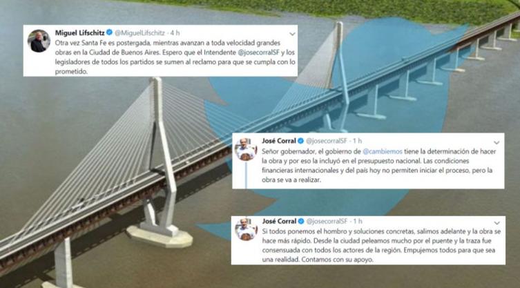 Lifschitz reclamó por el puente Santa Fe-Paraná y Corral le contestó por twitter
