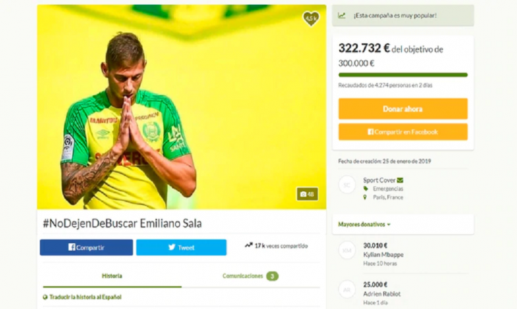 Figuras del fútbol mundial aportaron dinero para que la búsqueda de Emiliano Sala continúe