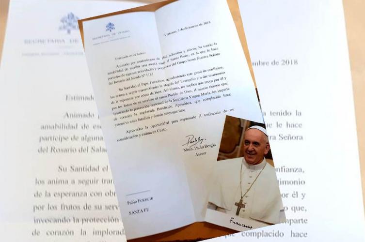 El Papa Francisco respondió las cartas del grupo Scout de barrio La Loma