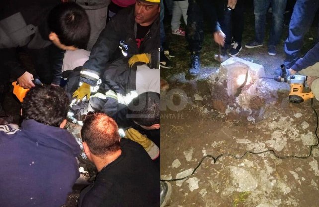 Rescataron a un nene atrapado en una columna de hormigón