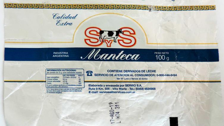 La Assal prohibió la Manteca Calidad Extra de la marca “S&S”