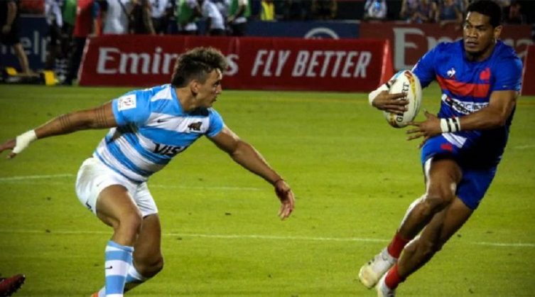Los Pumas 7 cayeron ante Francia en el inicio del Circuito Mundial, en Dubai