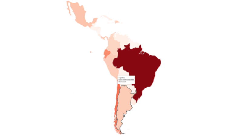 Así avanza el coronavirus en América Latina, país por país