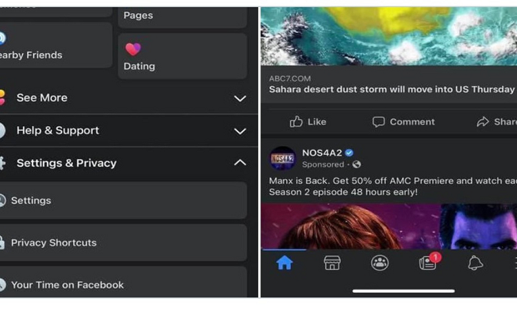 El modo oscuro llega a la versión móvil de Facebook