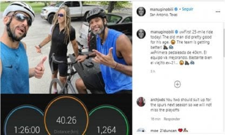 Manu Ginóbili y sus 40 kilómetros en bicicleta con Tim Duncan