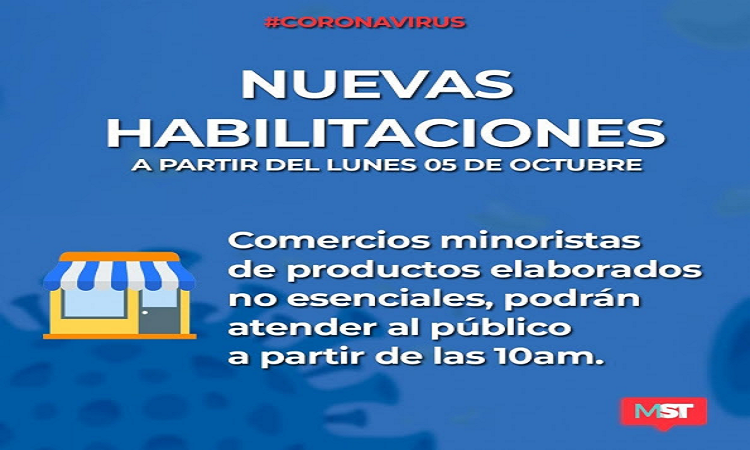 Los comercios de rubros no esenciales podrán atender de 10 a 20 horas 