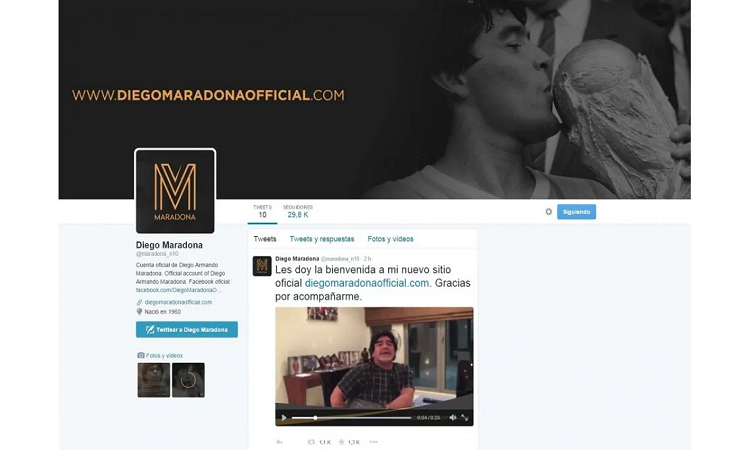 El nombre de Diego Maradona es récord en Twitter