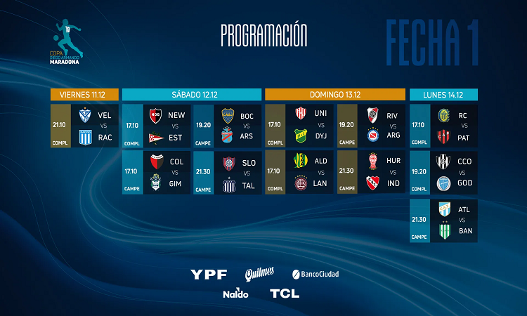 Copa Diego Maradona: así se jugará la primera jornada