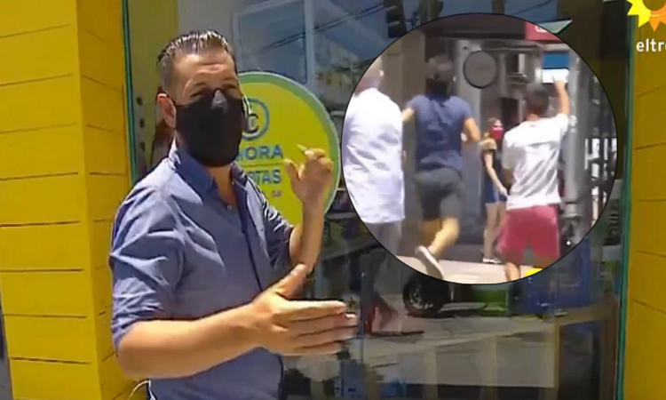 Robo durante un móvil en vivo de Noticiero Trece