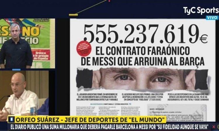 El diario El Mundo tras la publicación del contrato de Messi