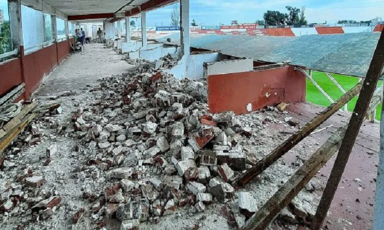 Unión: la bandeja sur en el estadio en plena construcción 