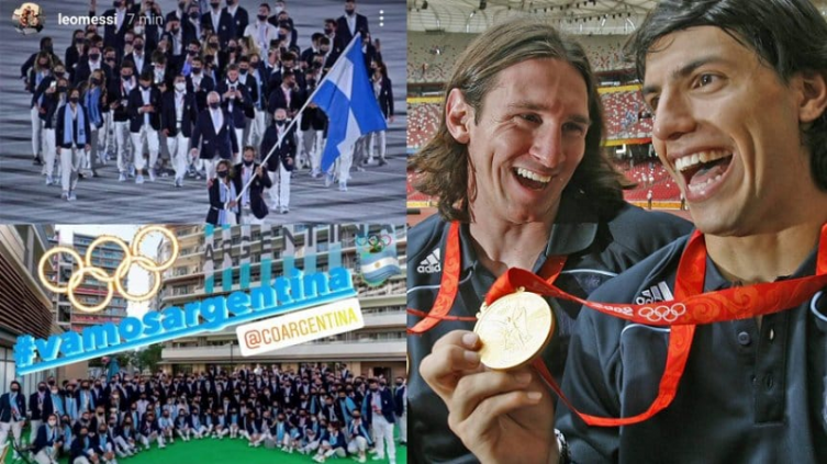 Tokio 2020: Messi, en modo hincha con la delegación nacional