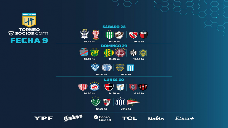 LPF: Cronograma de la 9na fecha