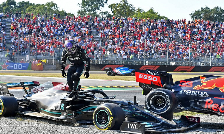 F1: Lewis Hamilton tras el choque con Verstappen en el GP de Italia 