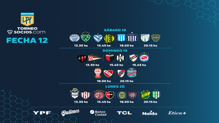 LPF: cronograma para la 12ª fecha
