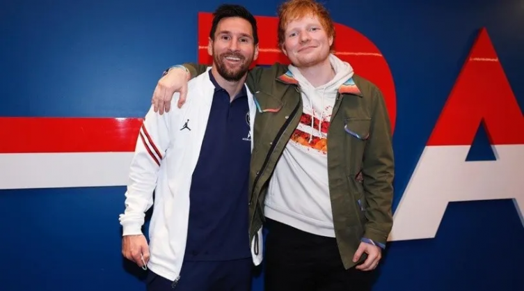 La foto de Leo Messi y Ed Sheeran luego de la victoria del PSG