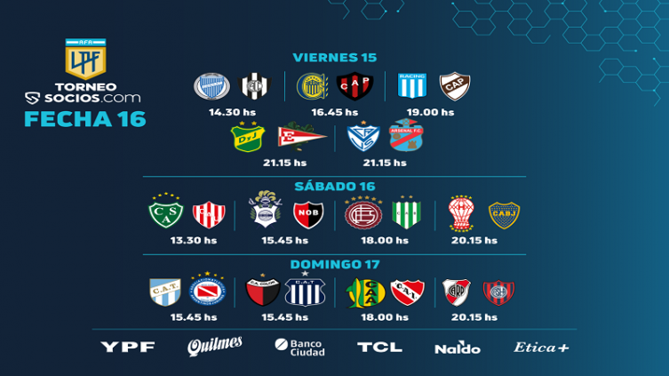LPF: cronograma de la 16ª Fecha