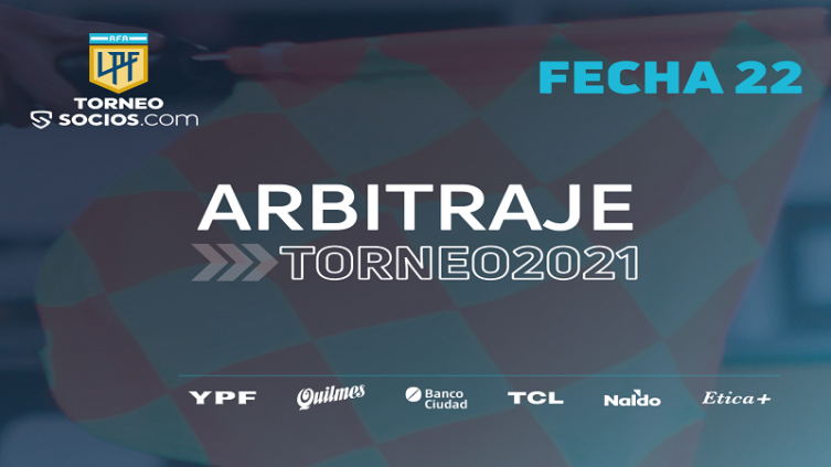 LPF: árbitros para la fecha 22