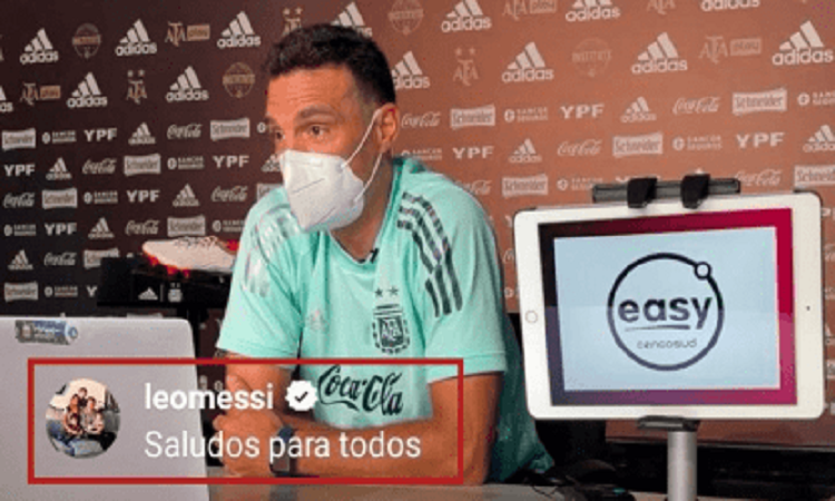 Messi envió saludos ... ¡en plena conferencia de Scaloni!