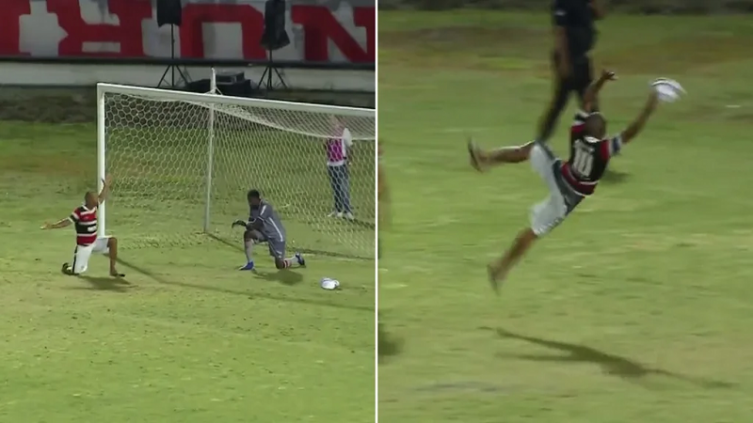 Brasil: un fanático entró a la cancha y enseñó a atajar al arquero de su equipo