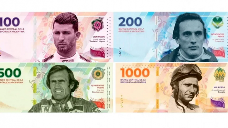 Los pilotos escogieron próceres del automovilismo para los billetes