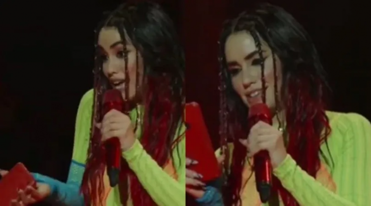 La reacción de Lali cuando le arrojaron un celular en pleno show