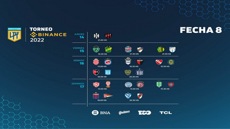 LPF: programación para la 8ª Fecha