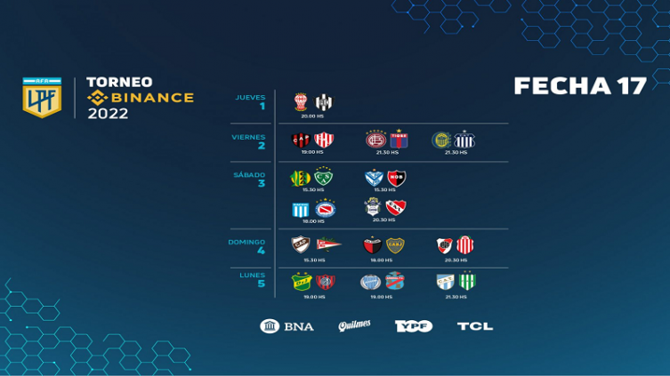 LPF: cronograma para la 17ª Fecha