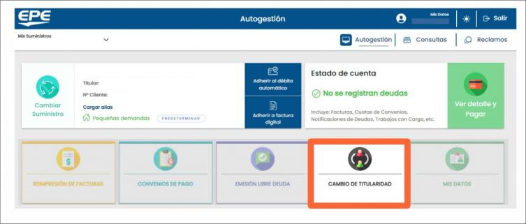 La EPE habilitó el cambio de titularidad del servicio eléctrico, a través de su oficina virtual