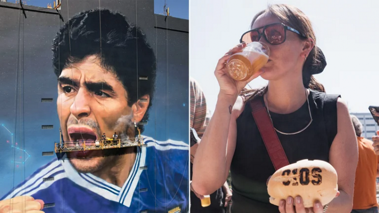 Choripaneada aérea por Maradona