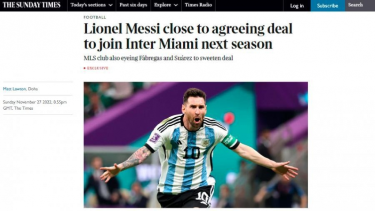Un diario británico afirmó que Messi acordó con el Inter Miami en 2023