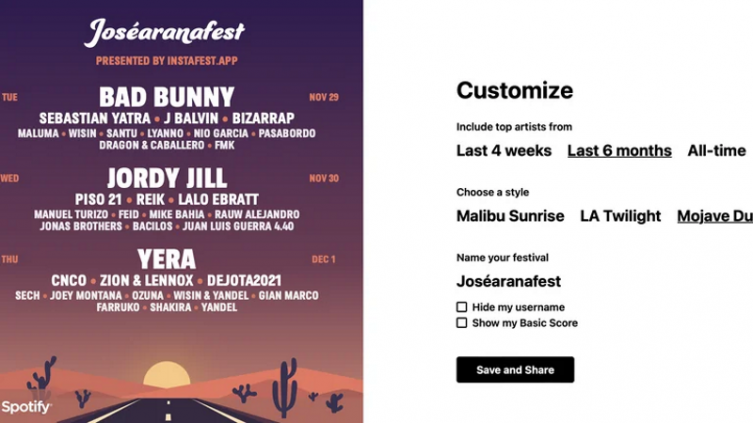 Creá tu festival con las canciones más escuchadas de Spotify