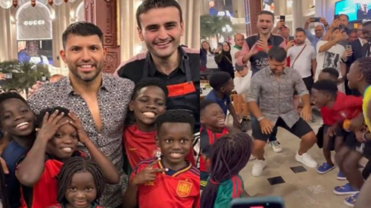 El Kun Agüero bailó con un grupo de niños africanos en Qatar y se viralizó